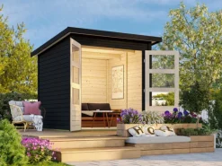 Gartenhaus Stockach 2 Schwarz 197 x 182 x 182 cm*Karibu Online