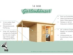 Kinder Karibu Kinder-Gartengeräte|Gartenhaus Vellinge 4 m. Anbaudach Vorvergraut 219 x 208 x 210 cm