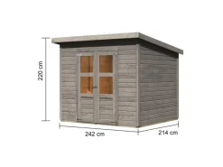 Kinder Karibu Kinder-Gartengeräte|Gartenhaus Vellinge 5 Vorvergraut 219 x 238 x 210 cm