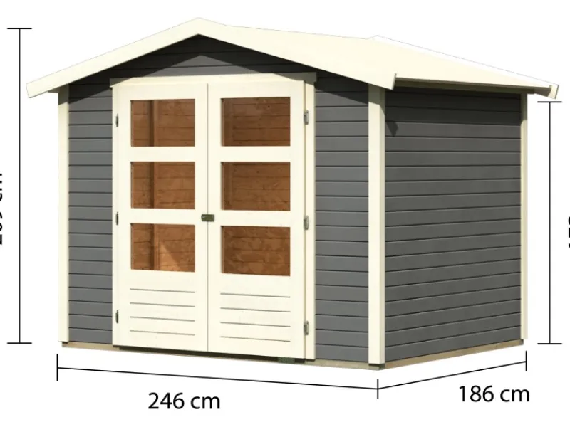Karibu Gartenlauben|Holz-Gartenhaus Aesch Satteldach Lackiert 242 cm x 182 cm
