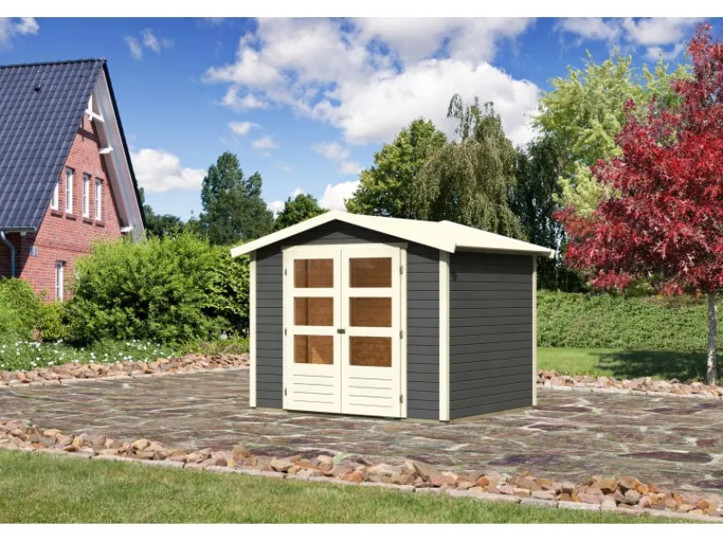 Karibu Gartenlauben|Holz-Gartenhaus Aesch Satteldach Lackiert 242 cm x 182 cm