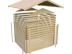 Holz-Gartenhaus Aesch Satteldach Unbehandelt 182 cm x 182 cm*Karibu Clearance