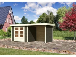 Holz-Gartenhaus Boras Terragrau Flachdach Lackiert 238 cm x 213 cm*Karibu Clearance