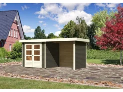 Kinder Karibu Kinder-Gartengeräte|Holz-Gartenhaus Boras Terragrau Flachdach Lackiert 209 cm x 213 cm