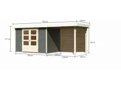 Holz-Gartenhaus Boras Terragrau Flachdach Lackiert 298 cm x 213 cm*Karibu