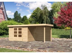 Kinder Karibu Kinder-Gartengeräte|Holz-Gartenhaus Boras Natur Flachdach Unbehandelt 298 cm x 213 cm