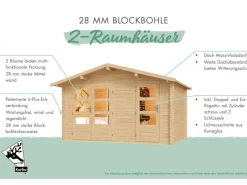 Kinder Karibu Kinder-Gartengeräte|Holz-Gartenhaus Herning Natur Satteldach Unbehandelt 370 cm x 236 cm