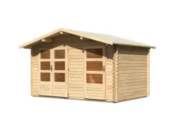 Kinder Karibu Kinder-Gartengeräte|Holz-Gartenhaus Herning Natur Satteldach Unbehandelt 370 cm x 236 cm