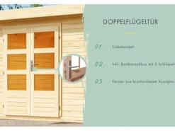Kinder Karibu Kinder-Gartengeräte|Holz-Gartenhaus Herning Natur Satteldach Unbehandelt 370 cm x 236 cm