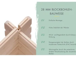 Kinder Karibu Kinder-Gartengeräte|Holz-Gartenhaus Herning Natur Satteldach Unbehandelt 370 cm x 236 cm