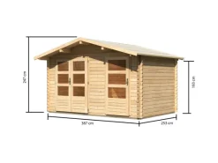 Kinder Karibu Kinder-Gartengeräte|Holz-Gartenhaus Herning Natur Satteldach Unbehandelt 370 cm x 236 cm