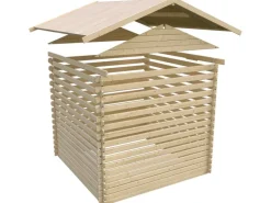 Kinder Karibu Kinder-Gartengeräte|Holz-Gartenhaus Herning Natur Satteldach Unbehandelt 370 cm x 236 cm