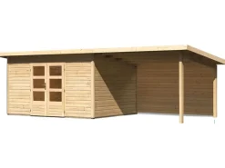 Karibu Gartenlauben|Holz-Gartenhaus Karlskoga 4 Natur Pultdach Unbehandelt 365 cm x 305 cm