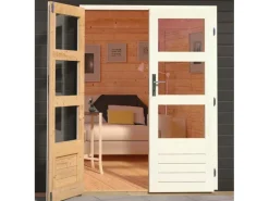 Holz-Gartenhaus Kumla 6 Terragrau Pultdach Lackiert 270 cm x 270 cm*Karibu