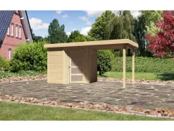 Karibu Gartenlauben|Holz-Gartenhaus Linköbing Flachdach Unbehandelt 209 cm x 213 cm