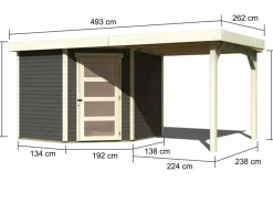 Karibu Gartenlauben|Holz-Gartenhaus Linköbing Pultdach Lackiert 238 cm x 242 cm