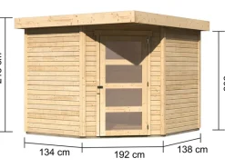 Holz-Gartenhaus Unbehandelt 238 cm x 242 cm*Karibu