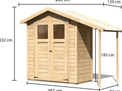 Karibu Gartenlauben|Holz-Gartenhaus Orsa Naturbelassen Satteldach 177 cm x 89,5 cm