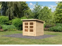 Holz-Gartenhaus Sitten Natur Pultdach Unbehandelt 182 cm x 182 cm*Karibu Discount