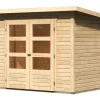Karibu Gartenlauben|Holz-Gartenhaus Sitten Natur Pultdach Unbehandelt 242 cm x 182 cm