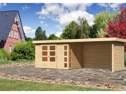 Kinder Karibu Kinder-Gartengeräte|Holz-Gartenhaus Sölve Natur Flachdach Unbehandelt 298 cm x 213 cm