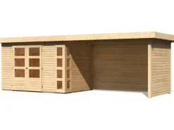 Kinder Karibu Kinder-Gartengeräte|Holz-Gartenhaus Sölve Natur Flachdach Unbehandelt 298 cm x 213 cm