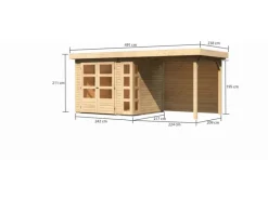 Holz-Gartenhaus Sölve Natur Flachdach Unbehandelt 238 cm x 213 cm*Karibu New