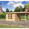 Holz-Gartenhaus Sölve Natur Flachdach Unbehandelt 298 cm x 213 cm*Karibu New