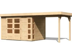 Holz-Gartenhaus Sölve Natur Flachdach Unbehandelt 298 cm x 213 cm*Karibu New