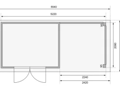 Holz-Gartenhaus Sölve Natur Flachdach Unbehandelt 298 cm x 213 cm*Karibu New