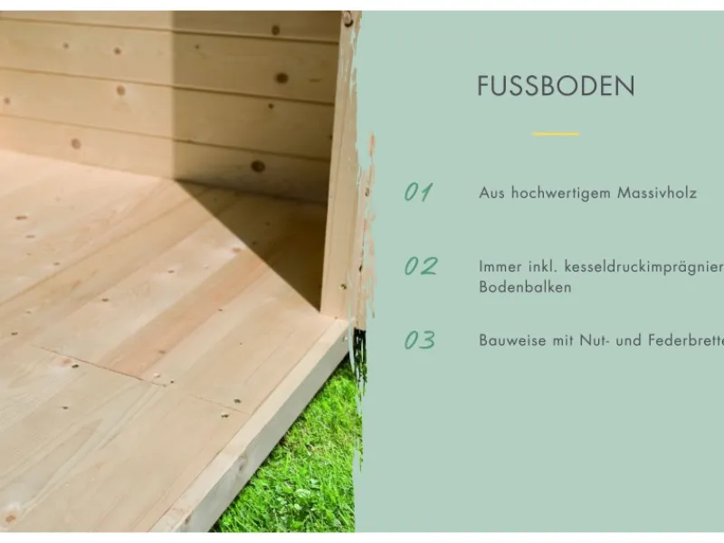 Holz-Gartenhaus Tessin 2 Natur 300 x 300 cm inkl. Boden und Dachschindeln*Karibu Hot