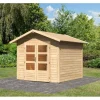 Holz-Gartenhaus Tyka Natur Satteldach Unbehandelt 240 cm x 240 cm*Karibu