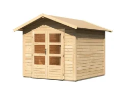 Holz-Gartenhaus Tyka Natur Satteldach Unbehandelt 240 cm x 240 cm*Karibu