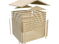 Holz-Gartenhaus Tyka Natur Satteldach Unbehandelt 240 cm x 240 cm*Karibu