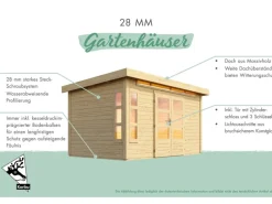 Holz-Gartenhaus Tyka Natur Satteldach Unbehandelt 240 cm x 240 cm*Karibu