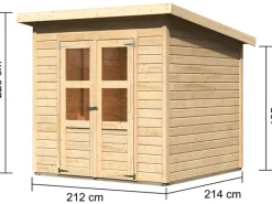 Karibu Gartenlauben|Holz-Gartenhaus Vellinge Natur Unbehandelt 208 cm x 210 cm