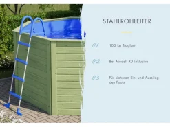 Massivholzpool Pool Modell 0 X Kesseldruckimprägniert 121,1x 309 x 309 cm*Karibu Sale