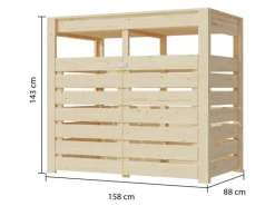 Karibu Mülltonnenboxen|Mülltonnenunterstand 2 mit Hochbeet Naturbelassen