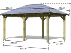 Karibu Pavillons|Poolüberdachung|Pavillon Bever 4 kesseldruckimprägniert 429 cm x 289 cm x 296 cm