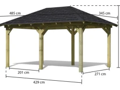 Pavillon Bever 4 Set kdi mit Schindeln Schwarz 429 cm x 289 cm x 296 cm*Karibu Outlet