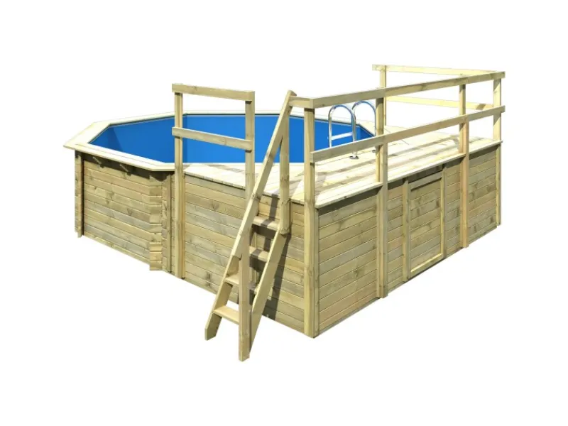 Karibu Aufstellpools|Pool 2 Set D inkl. Filteranlage Skimmer mit drei Sonnenterrassen