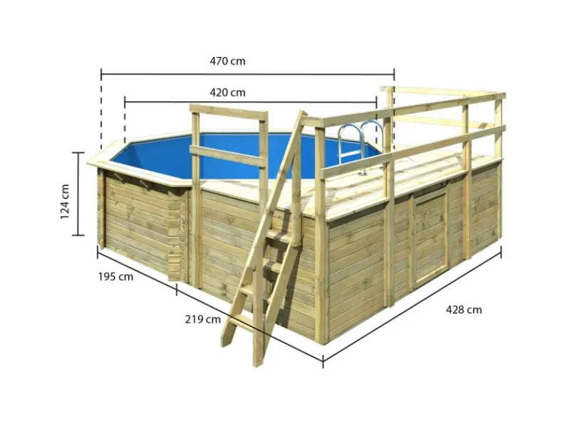 Karibu Aufstellpools|Pool 2 Set D inkl. Filteranlage Skimmer mit drei Sonnenterrassen