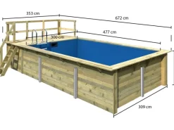Karibu Aufstellpools|Pool Gr. 3 inkl. Terrasse KDI Innenhülle Blau