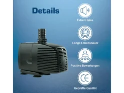 Brunnenpumpe|Wasserpumpe|Kerry Electronics Teichpumpe 230 V 3.000 l/h 60 W 10 m Kabel 2,8 m Förderhöhe Leise Wasserpumpe Aquariumpumpe & Springbrunnen-Pumpe