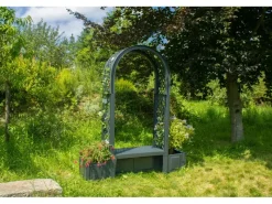 KHW Gartenbänke|Gartenbank Brüssel mit Rundbogen und Pflanzkästen