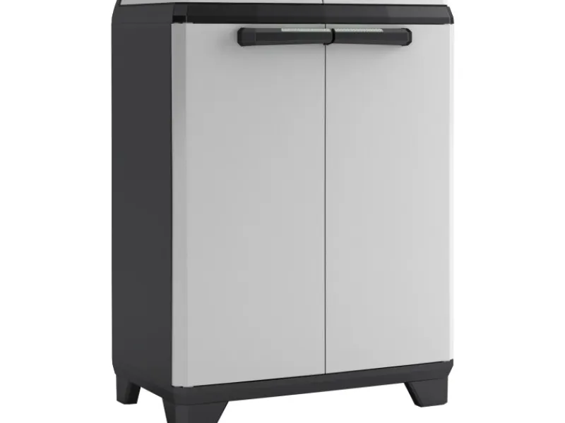 KIS Mülltonnenboxen|Gartenschränke|Recyclingschrank Split Premium 92 cm x 68 cm x 39 cm Schwarz-Hellgrau
