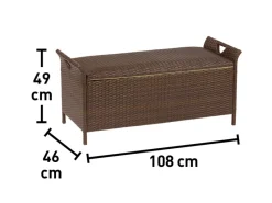 Auflagenboxen|Kissenbox Davenport Braun 49 cm x 108 cm x 46 cm
