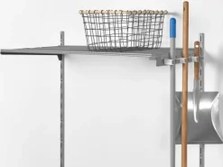 Besen|Klemmhaken-Schiene Metall/Kunststoff 3,5 cm x 35 cm Weiß-Alu