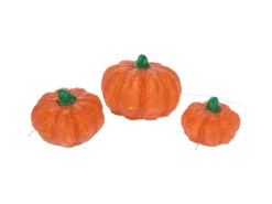 Weitere Anlässe|Kürbisse mit LED Acryl verschiedene Größen warmweißes Licht 3er-Set