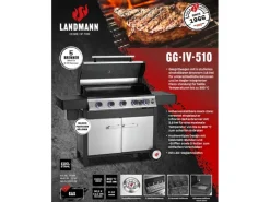 Landmann Gasgrills|Gasgrillwagen GG-IV-510SSDE Schwarz-Edelstahl